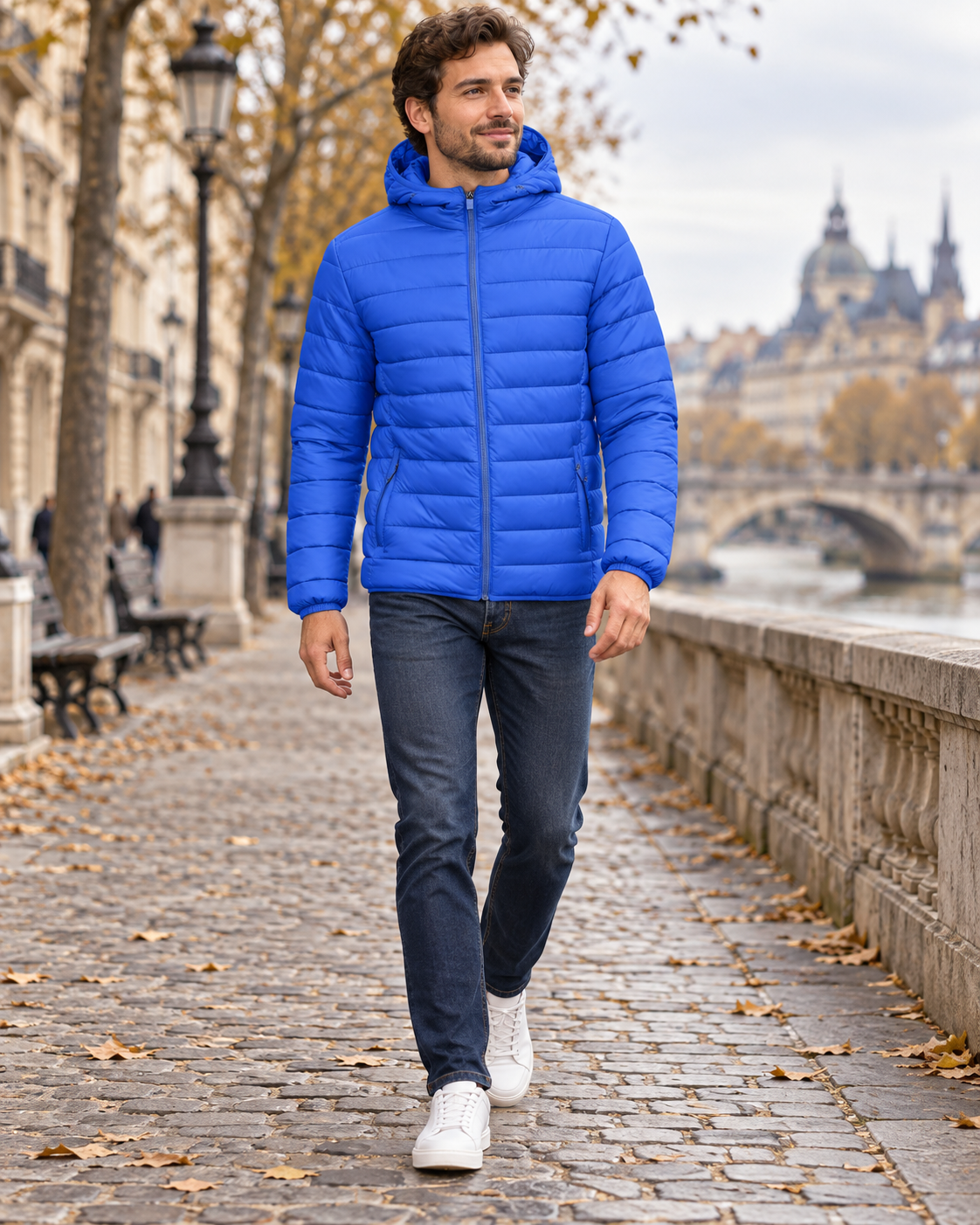 Zandro Veste Matelassée Homme Légère à Capuche avec Doublure et Poches Zippées