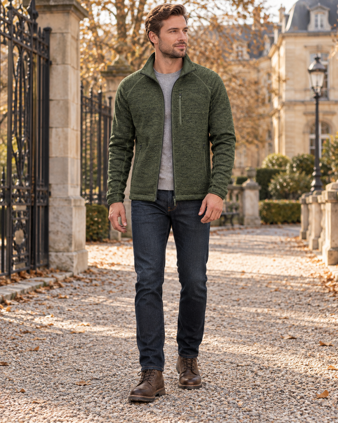 Crisanto Giacca in pile da uomo – Giacca casual leggera con cerniera e collo rialzato
