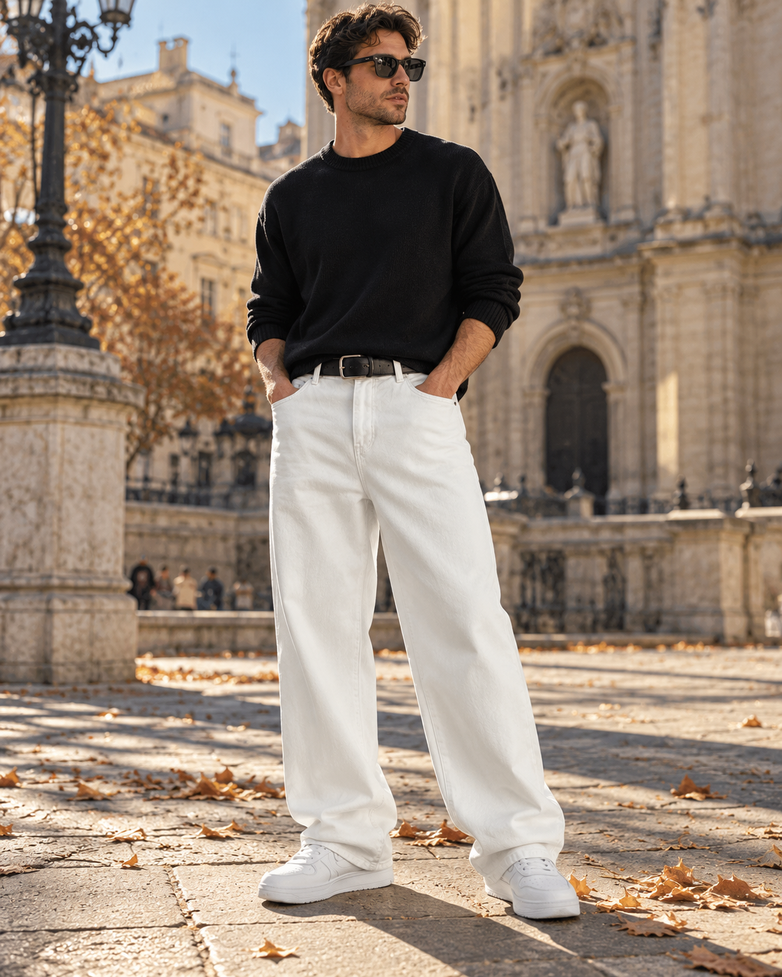 Nikolai Jean Baggy à Jambes Larges pour Homme – Denim Extensible 340 GSM avec Coupe Streetwear Décontractée