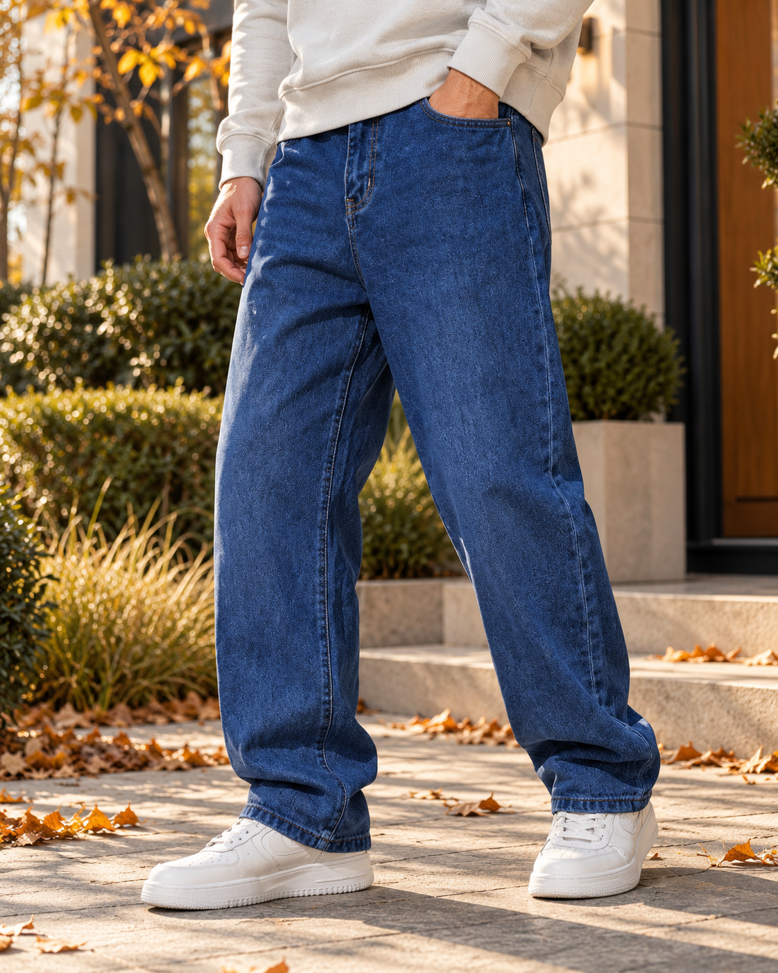 Nikolai Jean Baggy à Jambes Larges pour Homme – Denim Extensible 340 GSM avec Coupe Streetwear Décontractée
