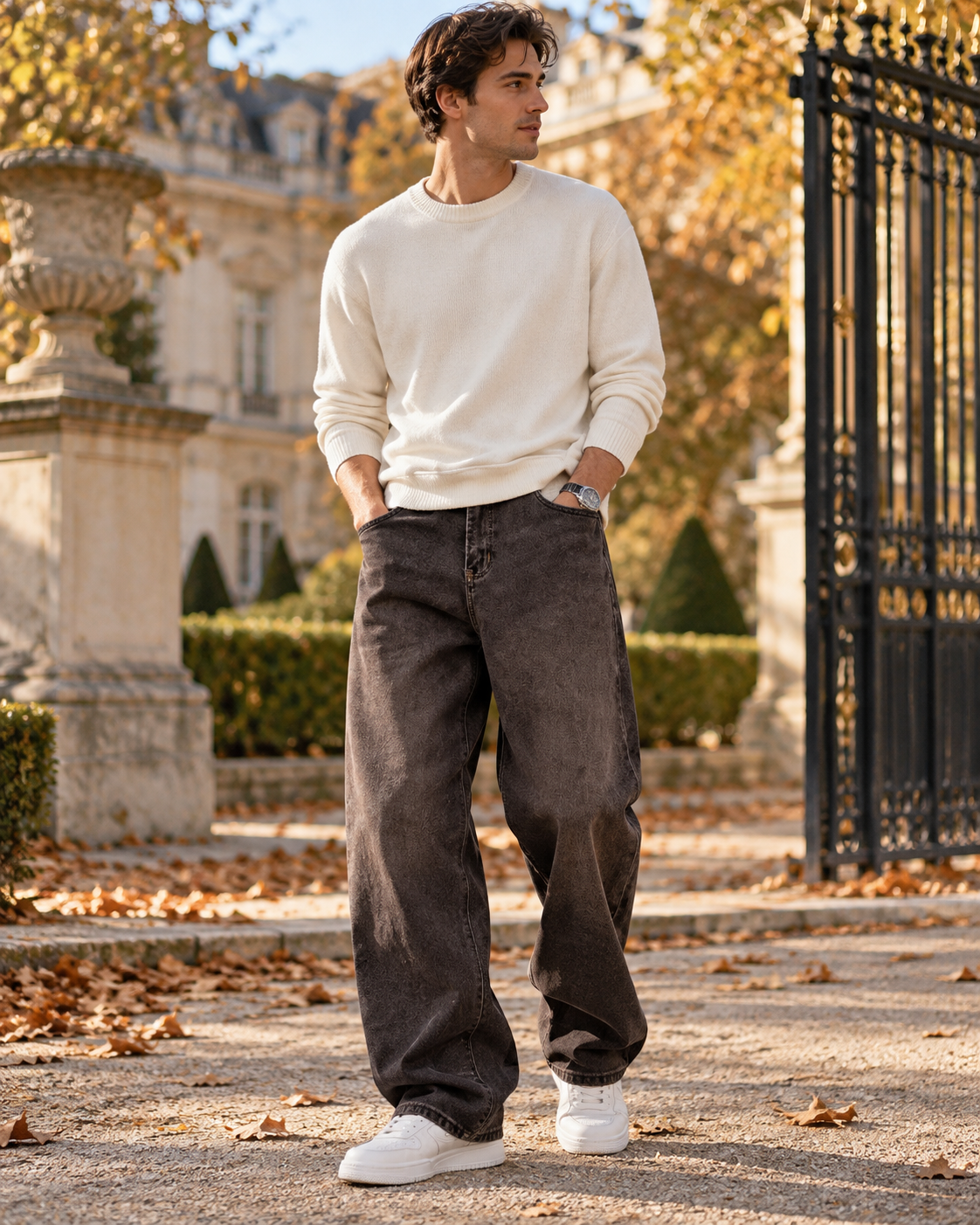 Nikolai Jean Baggy à Jambes Larges pour Homme – Denim Extensible 340 GSM avec Coupe Streetwear Décontractée