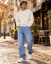 Nikolai Jean Baggy à Jambes Larges pour Homme – Denim Extensible 340 GSM avec Coupe Streetwear Décontractée
