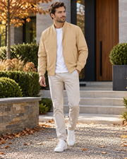 Cassian Blouson Bomber Léger pour Homme – Finitions Côtelées Classiques avec Poches avec Coupe-Vent Zippé sur Toute la Longueur