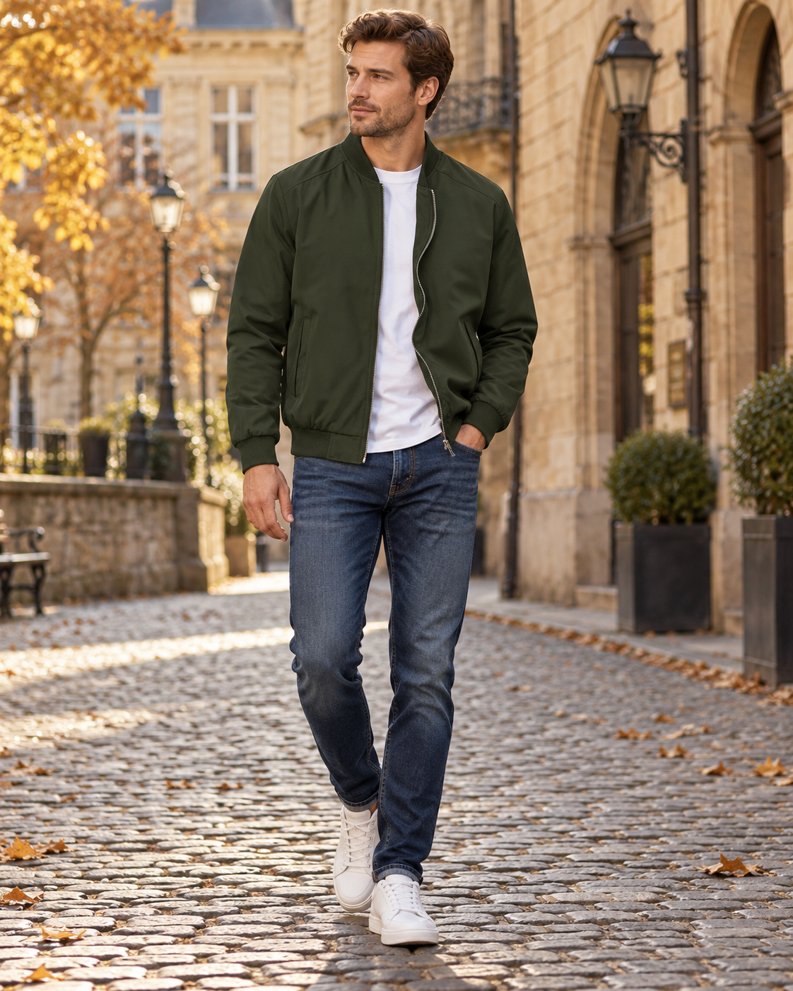 Cassian Blouson Bomber Léger pour Homme – Finitions Côtelées Classiques avec Poches avec Coupe-Vent Zippé sur Toute la Longueur