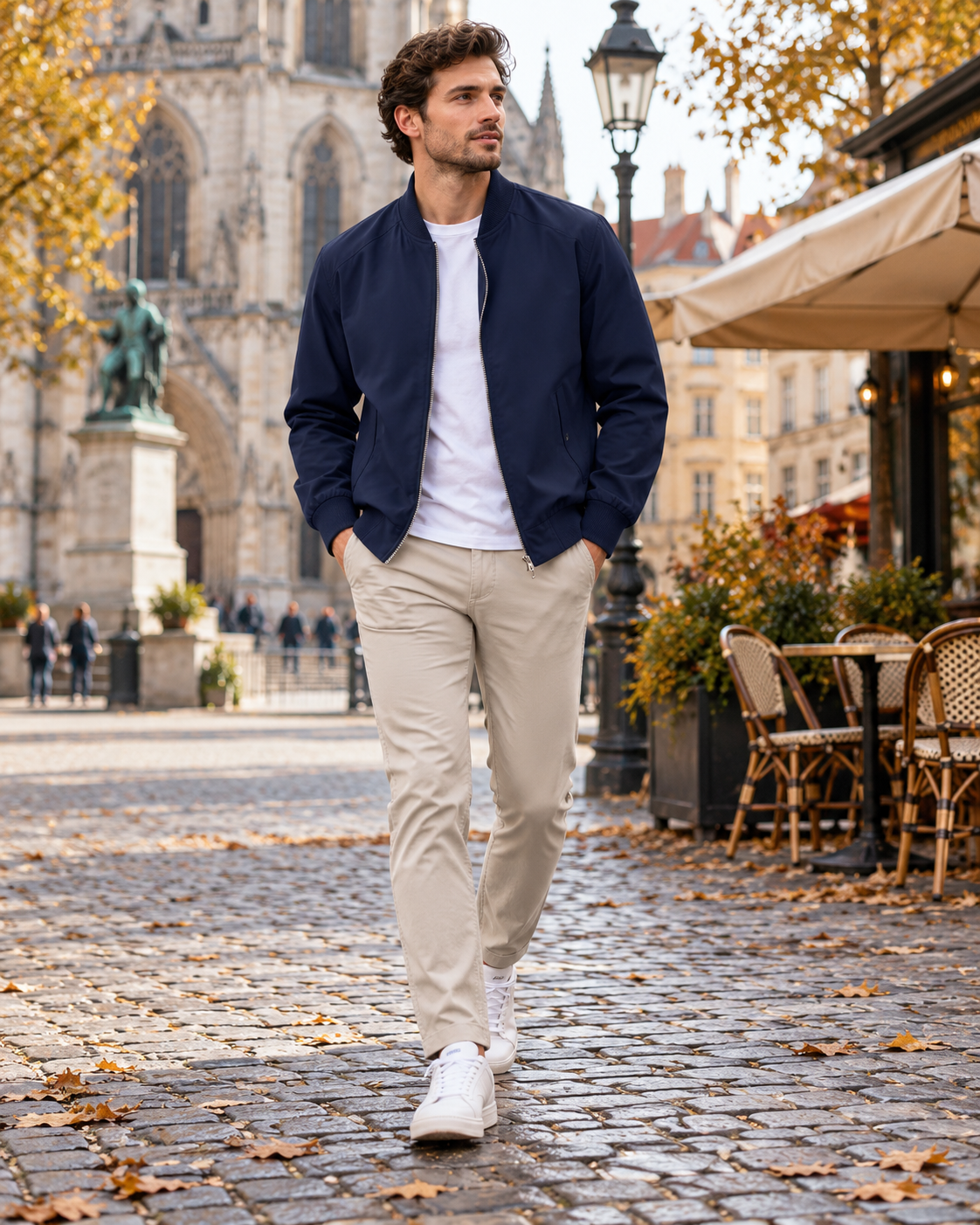 Cassian Blouson Bomber Léger pour Homme – Finitions Côtelées Classiques avec Poches avec Coupe-Vent Zippé sur Toute la Longueur