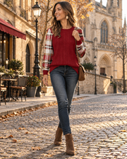 Nerissa Haut Color Block à Manches Longues pour Femme – Coupe Ample pour un Style Décontracté avec Maille Douce et Légère