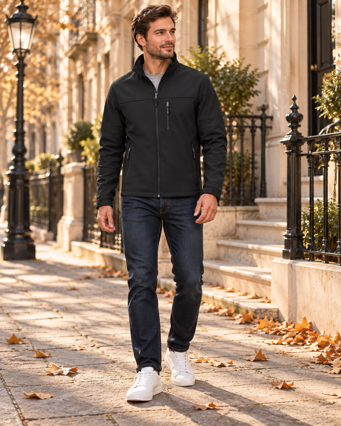 Kellan Blouson Softshell Homme Léger – Manteau d’Extérieur Imperméable avec Doublure Polaire
