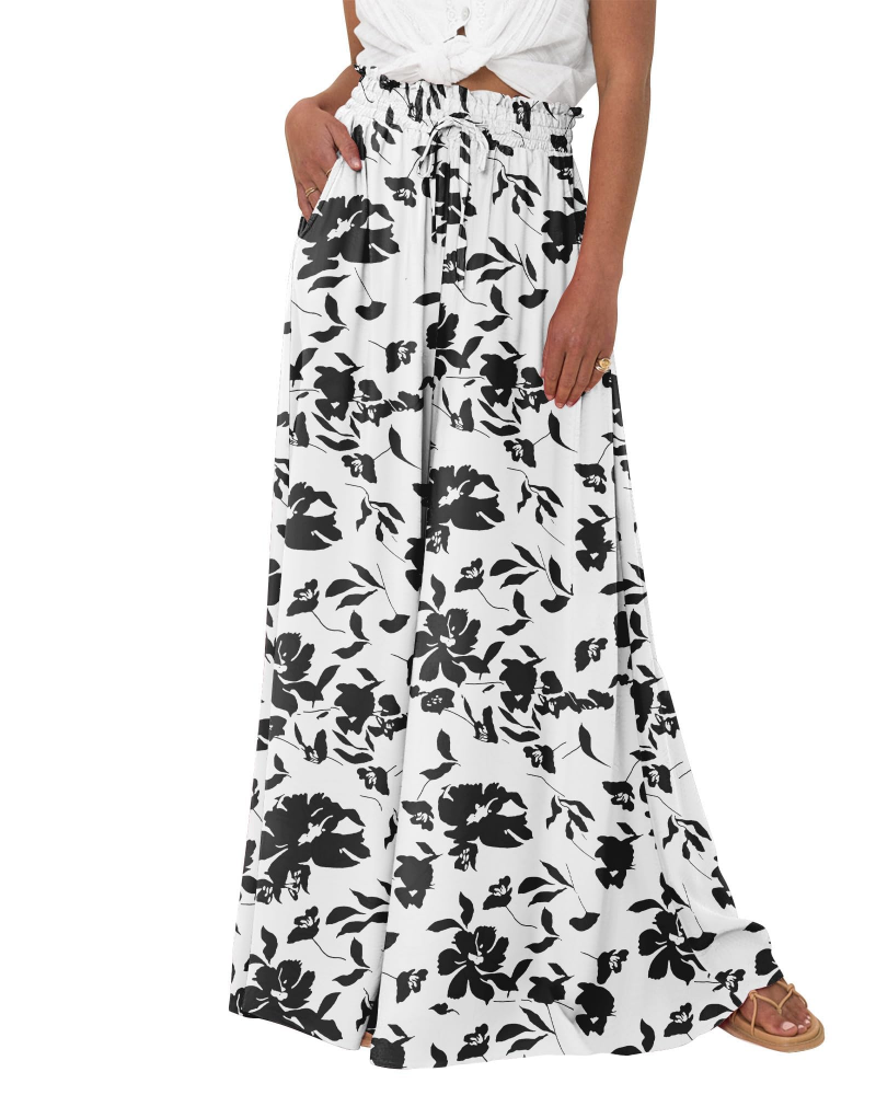 Séraphine Palazzo-broek voor dames met hoge taille – vloeiende, geplooide wijde broek met zakken