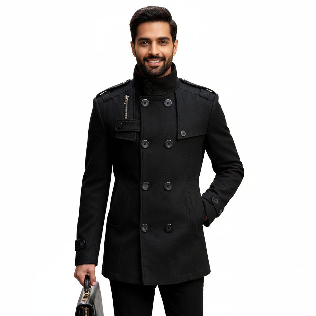 Arthur Manteau Caban Homme – Double Boutonnage, Coupe Structurée & Style Urbain Hiver