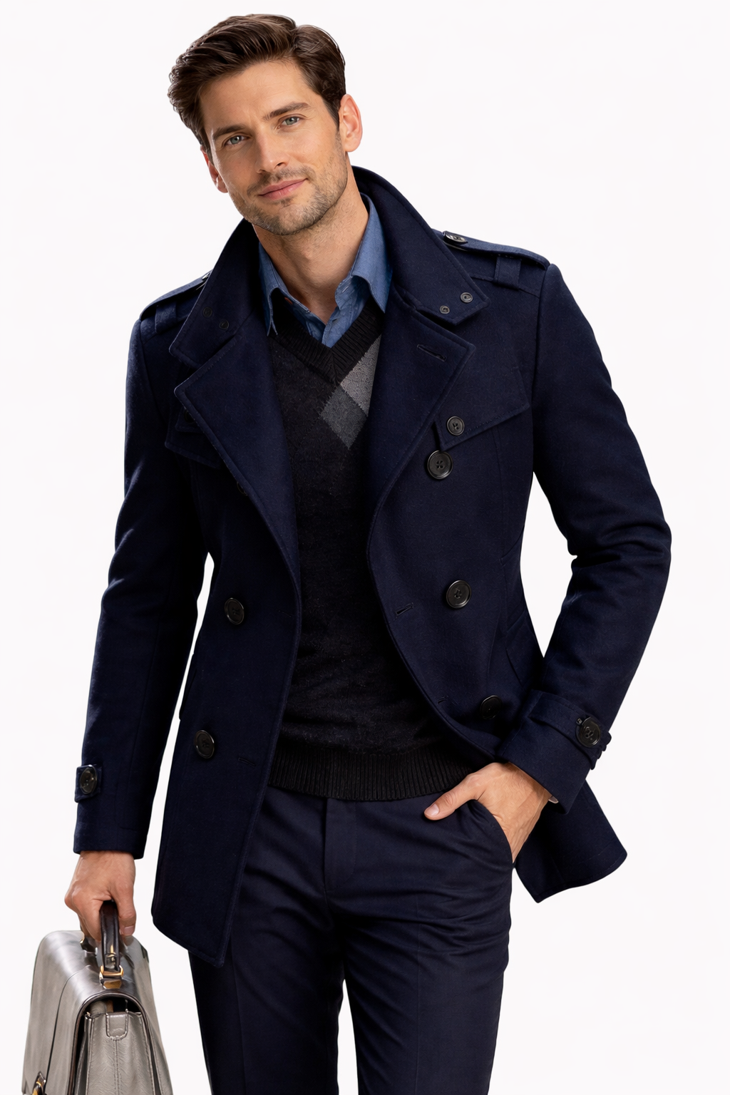 Arthur Men's Overcoat – Double Breasted, Structured Cut & Urban Winter Style