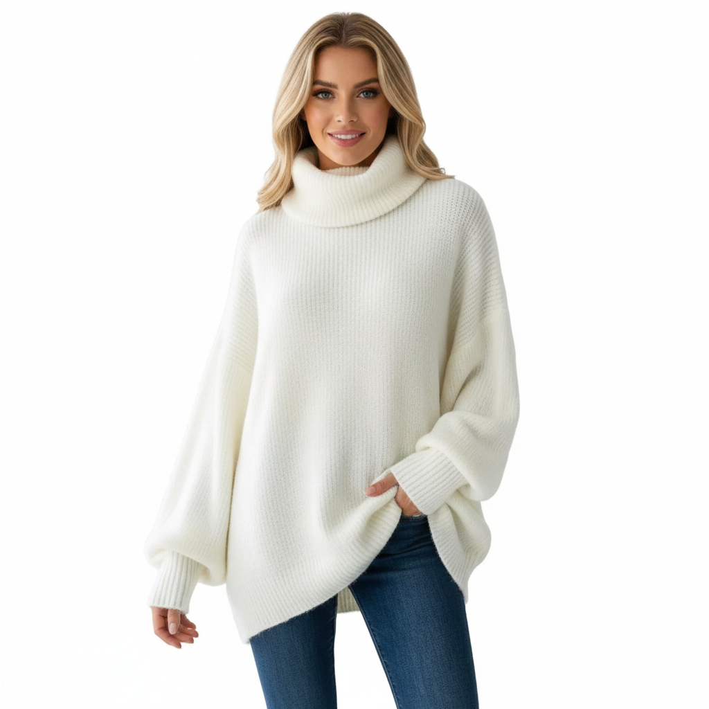 Ashley Sweter z Golfem Oversize Damski – Luźny Krój, Długie Rękawy i Zimowy Komfort