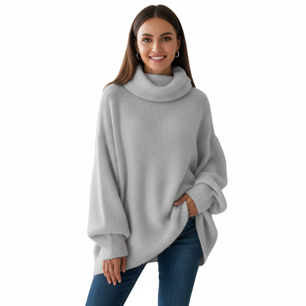 Ashley Sweter z Golfem Oversize Damski – Luźny Krój, Długie Rękawy i Zimowy Komfort