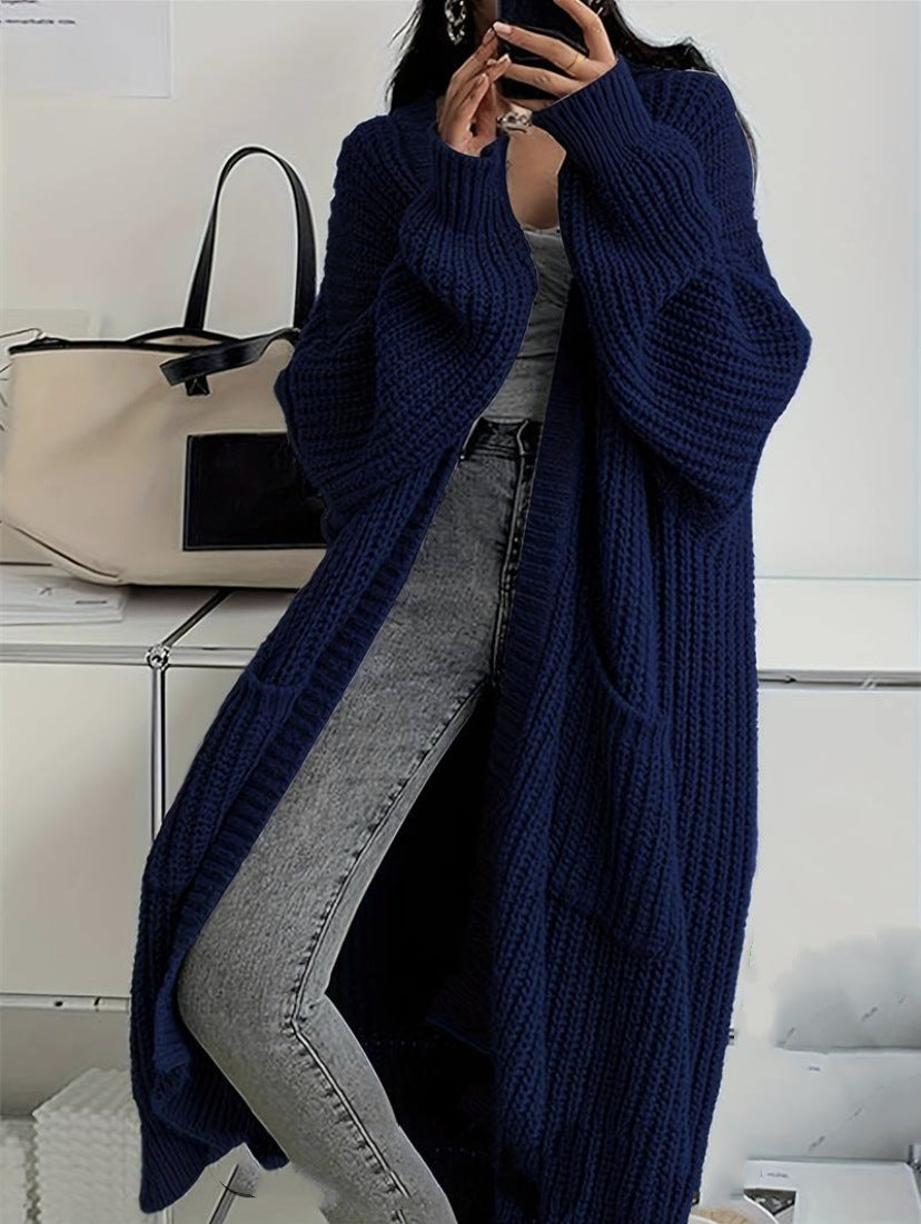 Erca Long Knit Jacket for Women – Elegant Loose Cardigan for Spring, Autumn & Winter