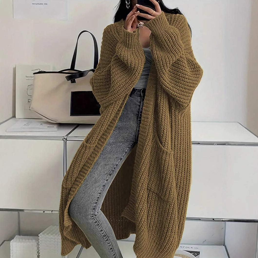 Erca Long Knit Jacket for Women – Elegant Loose Cardigan for Spring, Autumn & Winter