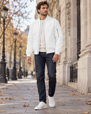 Kian Men's Lightweight Waterproof Quilted Zip-Up Bomber Jacket, Windbreaker for Cold Weather