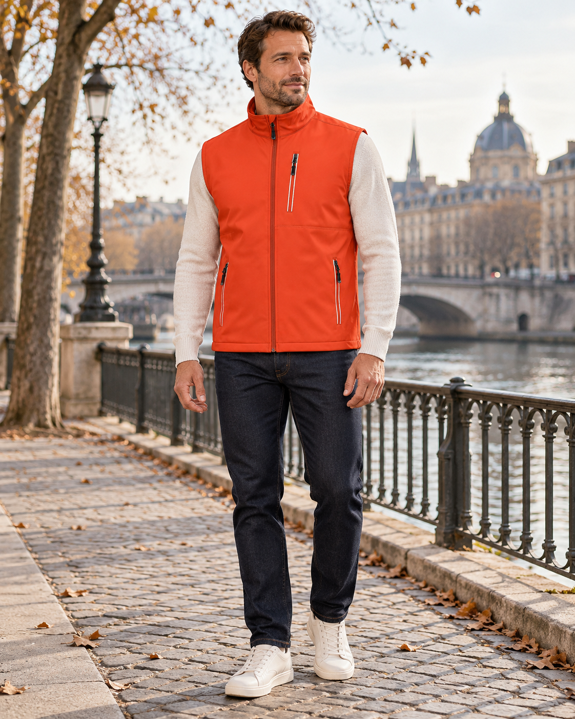 Gilet softshell da uomo Tristan, leggero e antivento, con collo alto e tasche con zip