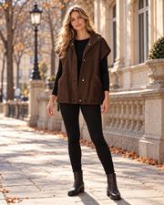 Quinn Women's Sleeveless Sherpa Vest with Relaxed Fit and Snap-Button Closure