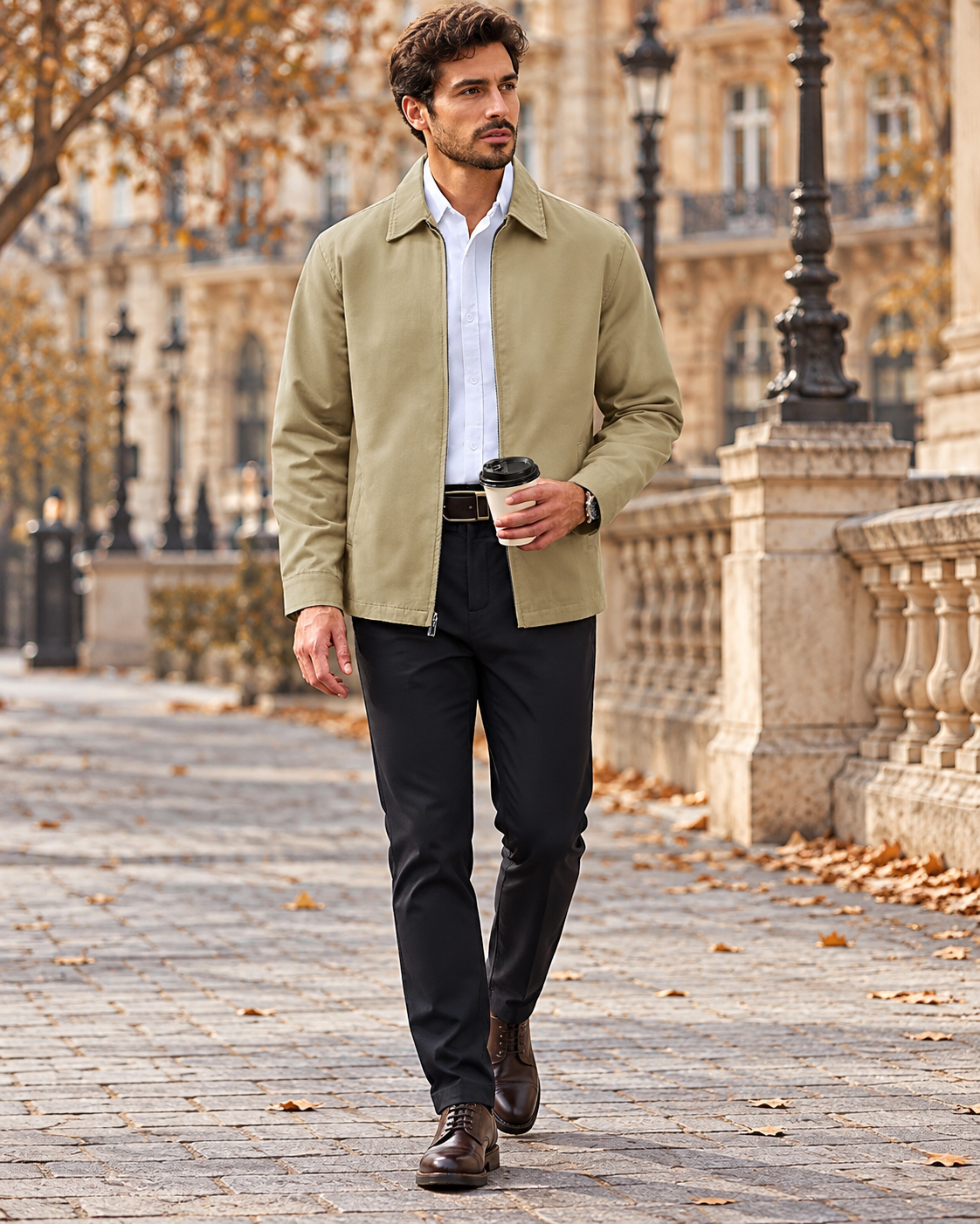 Alonzo Blouson Travail Homme Coton Mélangé – Col Rabattu, Zip Complet et Trois Poches