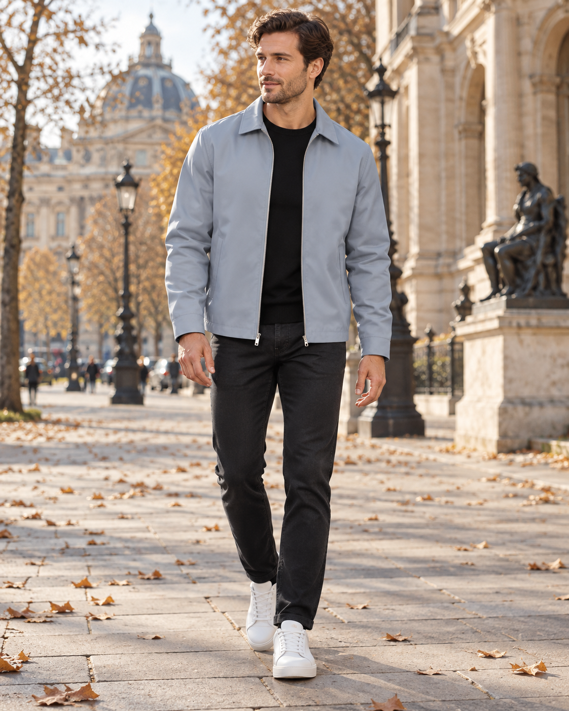 Iñigo Men's Lightweight Water-Repellent Zip-Up Windbreaker Jacket with Classic Collar and Pockets