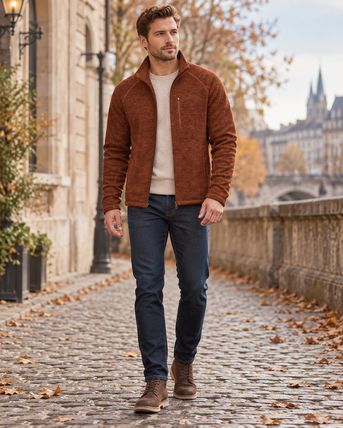Vince Veste polaire pour homme, col montant et fermeture zippée avec trois poches