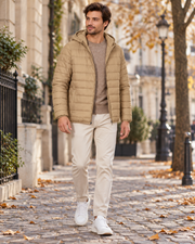 Santino Veste Doudoune Homme Pliable – Légère, Déperlante, Capuche et Poches Zippées