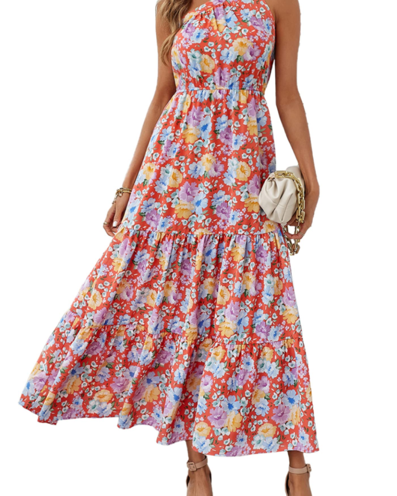 Avira Robe Femme – Robe Maxi Asymétrique Fleurie One Shoulder, Coupe Fluide Bohème Été