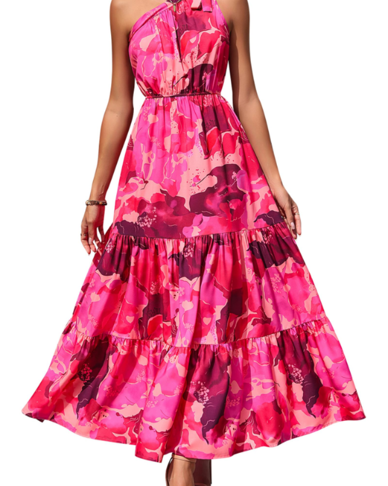 Avira Robe Femme – Robe Maxi Asymétrique Fleurie One Shoulder, Coupe Fluide Bohème Été