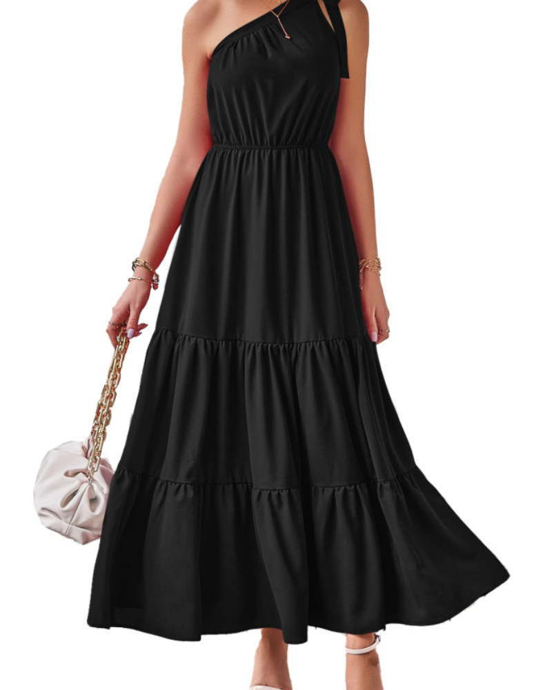 Avira Robe Femme – Robe Maxi Asymétrique Fleurie One Shoulder, Coupe Fluide Bohème Été