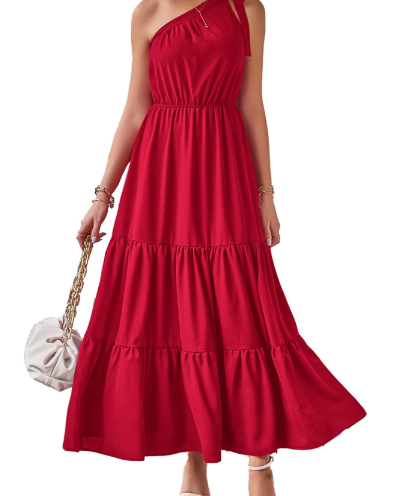 Avira Robe Femme – Robe Maxi Asymétrique Fleurie One Shoulder, Coupe Fluide Bohème Été