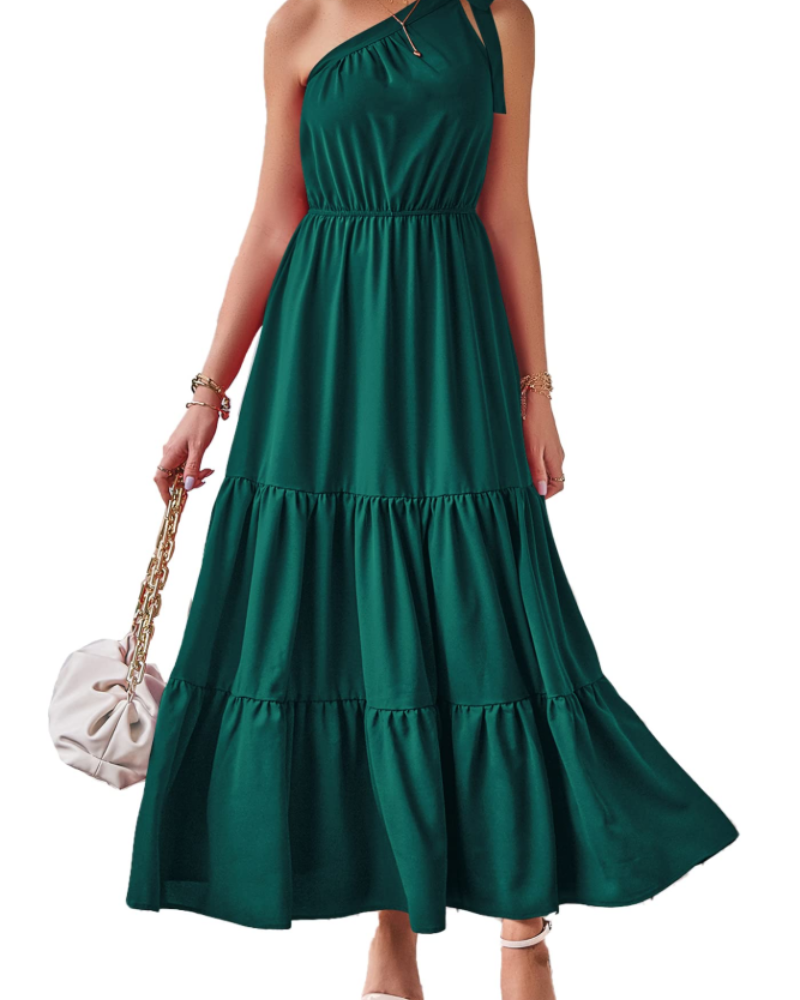 Avira Robe Femme – Robe Maxi Asymétrique Fleurie One Shoulder, Coupe Fluide Bohème Été