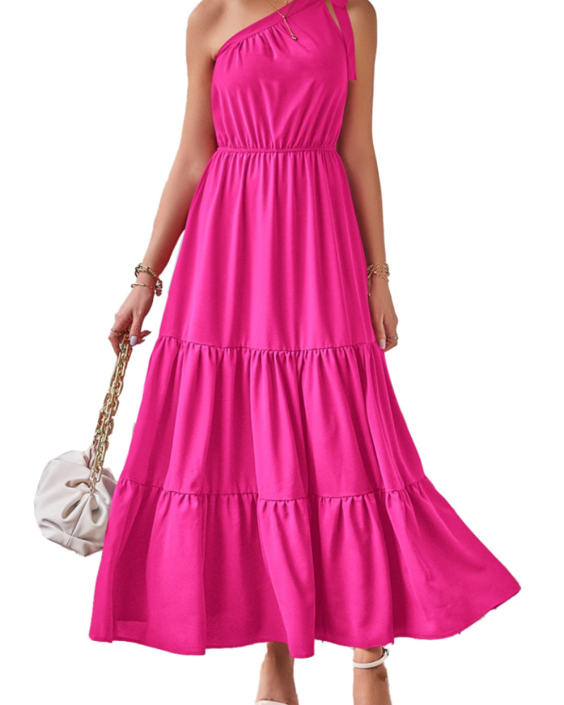 Avira Robe Femme – Robe Maxi Asymétrique Fleurie One Shoulder, Coupe Fluide Bohème Été