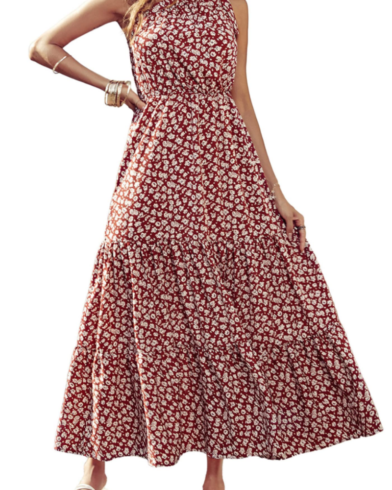 Avira Robe Femme – Robe Maxi Asymétrique Fleurie One Shoulder, Coupe Fluide Bohème Été