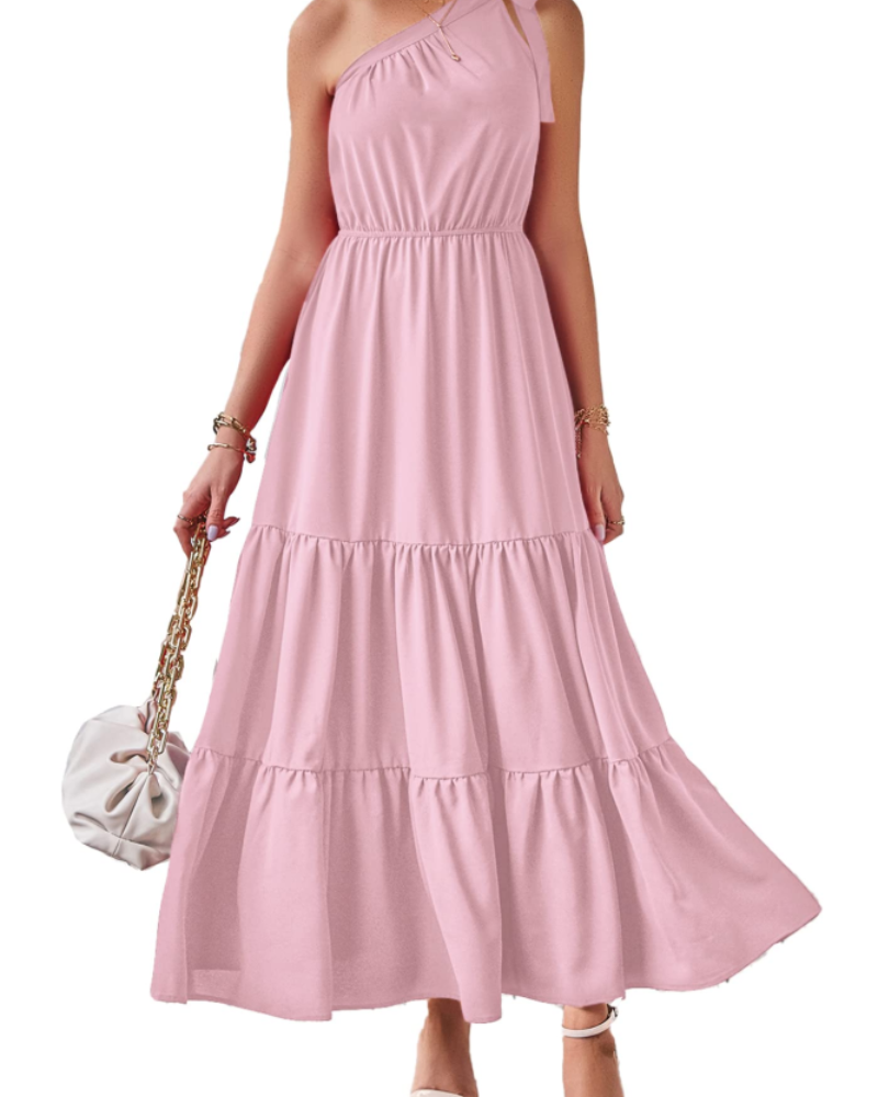 Avira Robe Femme – Robe Maxi Asymétrique Fleurie One Shoulder, Coupe Fluide Bohème Été