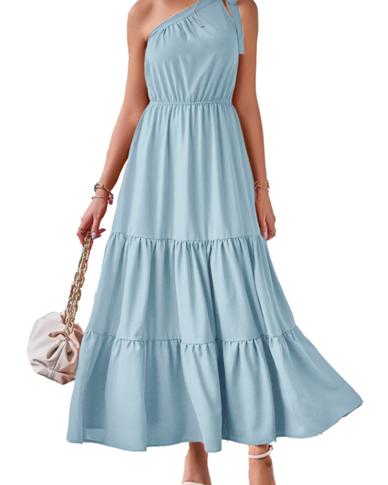 Avira Robe Femme – Robe Maxi Asymétrique Fleurie One Shoulder, Coupe Fluide Bohème Été