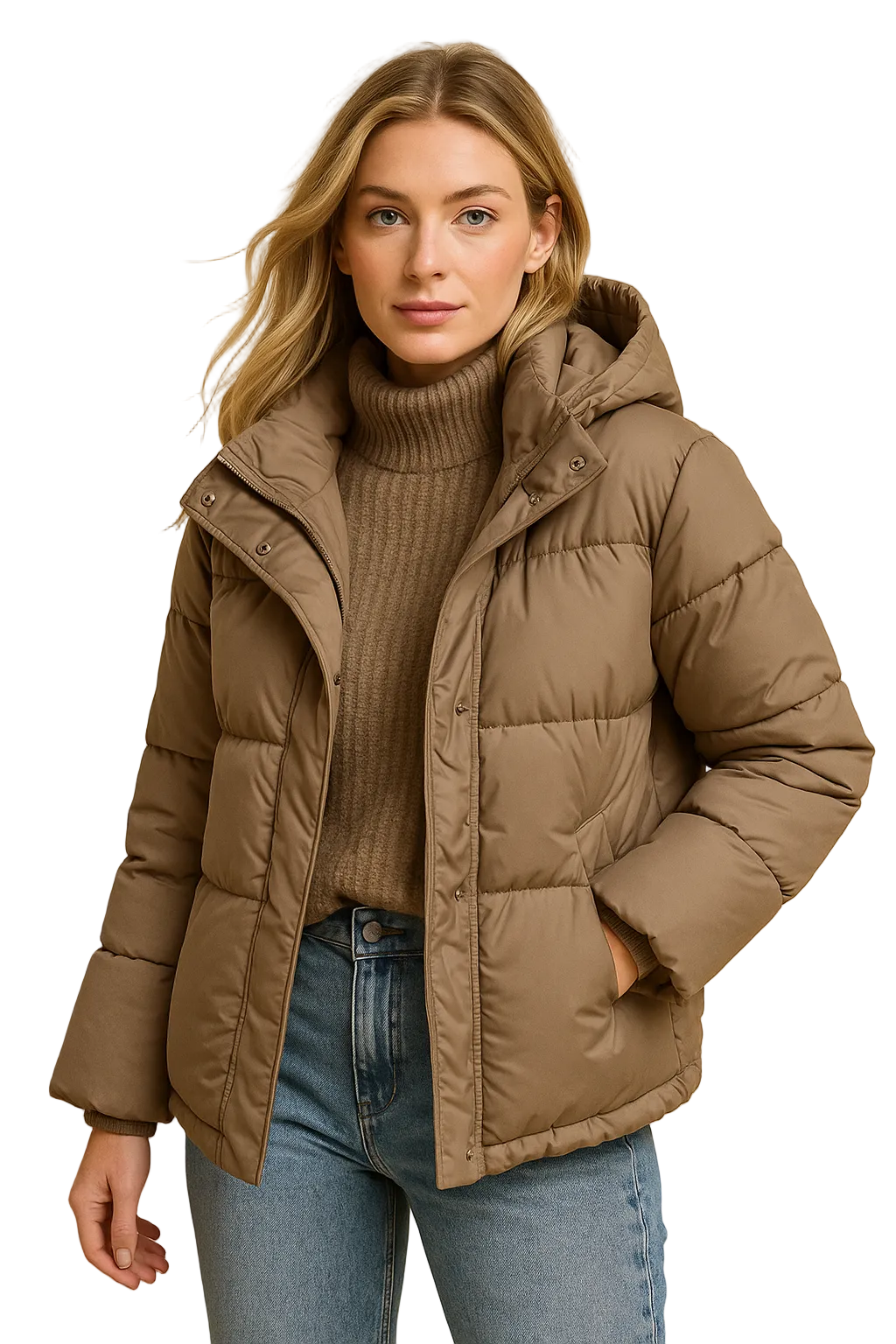 Novie Kurze Damen-Steppjacke mit Kapuze – Leicht, Gepolstert & Moderner Urbaner Stil