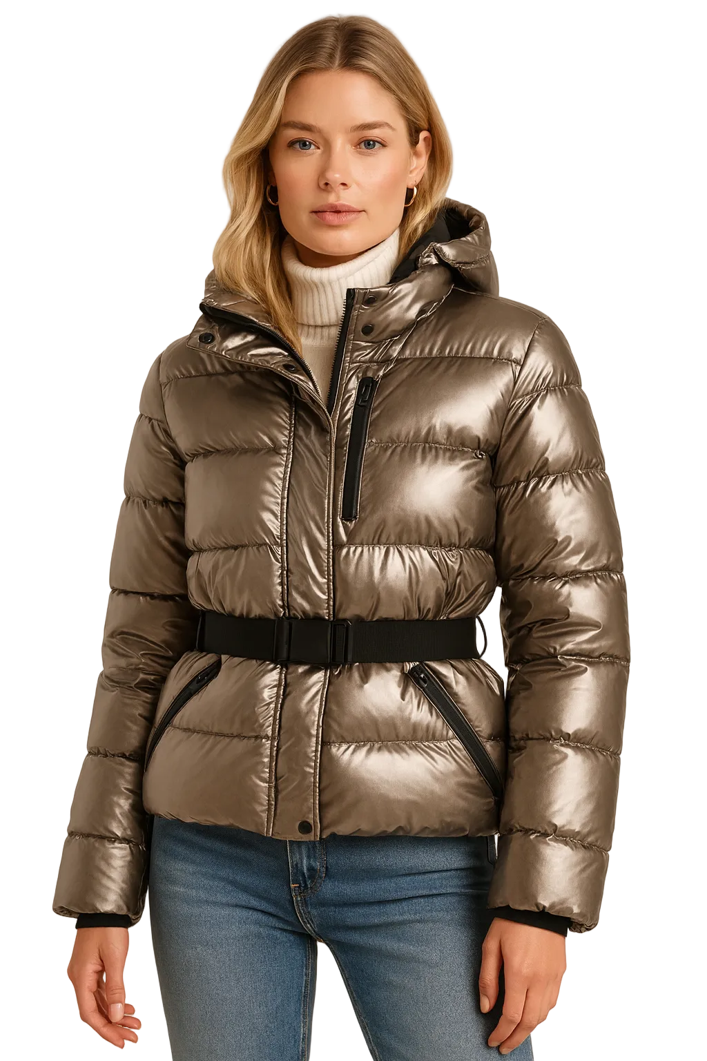 Isay Damen Skijacke Tailliert – Schützende Kapuze & Moderner Glänzender Stil