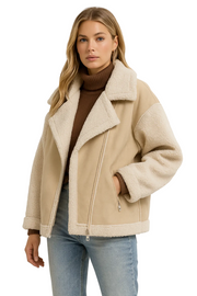 Merly Palton damă cu efect shearling – Căptușeală teddy și croială oversize elegantă