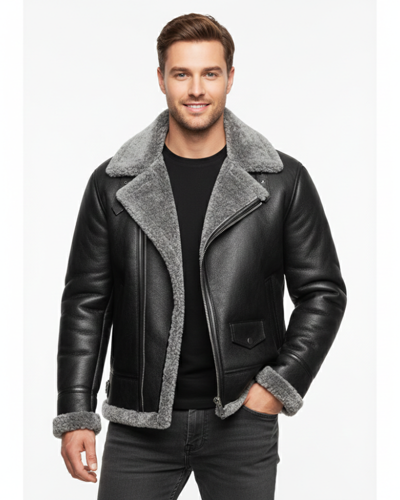 Bastian Blouson Aviateur Homme – Style Vintage, Doublure Chaude & Cuir Élégant Hiver