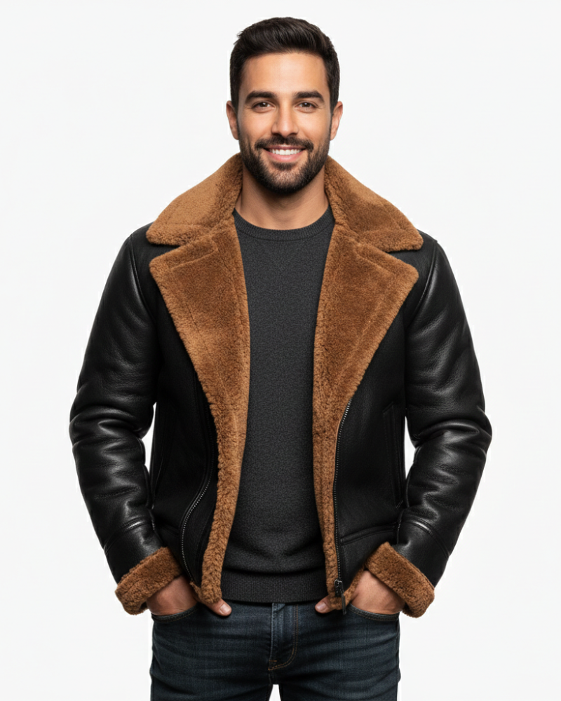 Bastian Blouson Aviateur Homme – Style Vintage, Doublure Chaude & Cuir Élégant Hiver