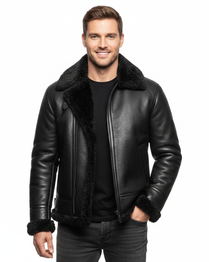 Bastian Blouson Aviateur Homme – Style Vintage, Doublure Chaude & Cuir Élégant Hiver