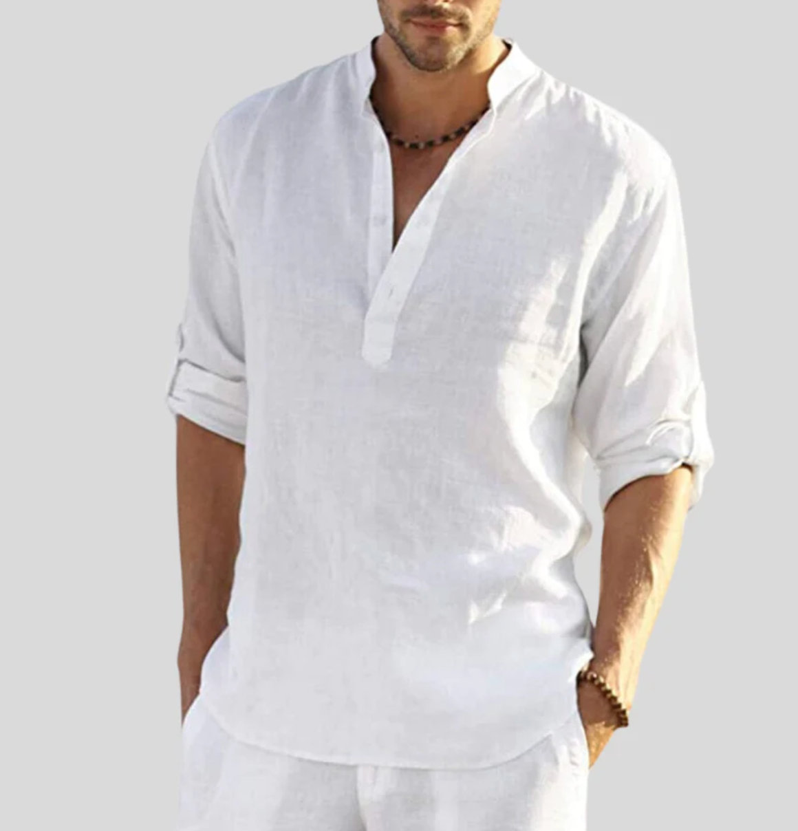 Émeric Herrenhemd aus 100 % Leinen – atmungsaktives Hemd mit Button-down-Kragen und hochkrempelbaren Ärmeln