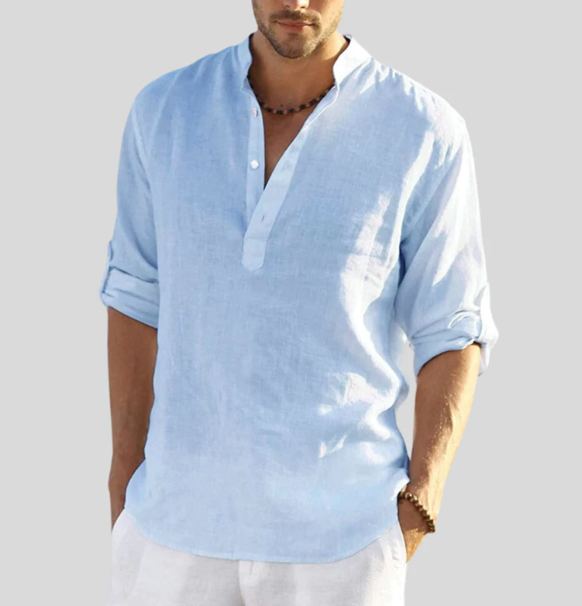 Émeric Herrenhemd aus 100 % Leinen – atmungsaktives Hemd mit Button-down-Kragen und hochkrempelbaren Ärmeln
