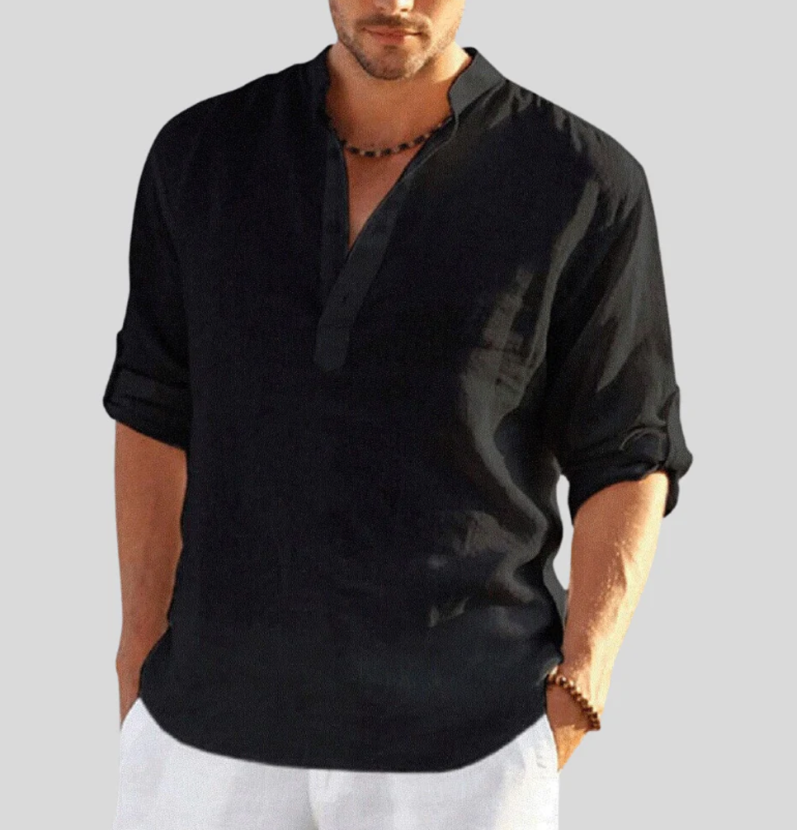 Émeric Herrenhemd aus 100 % Leinen – atmungsaktives Hemd mit Button-down-Kragen und hochkrempelbaren Ärmeln