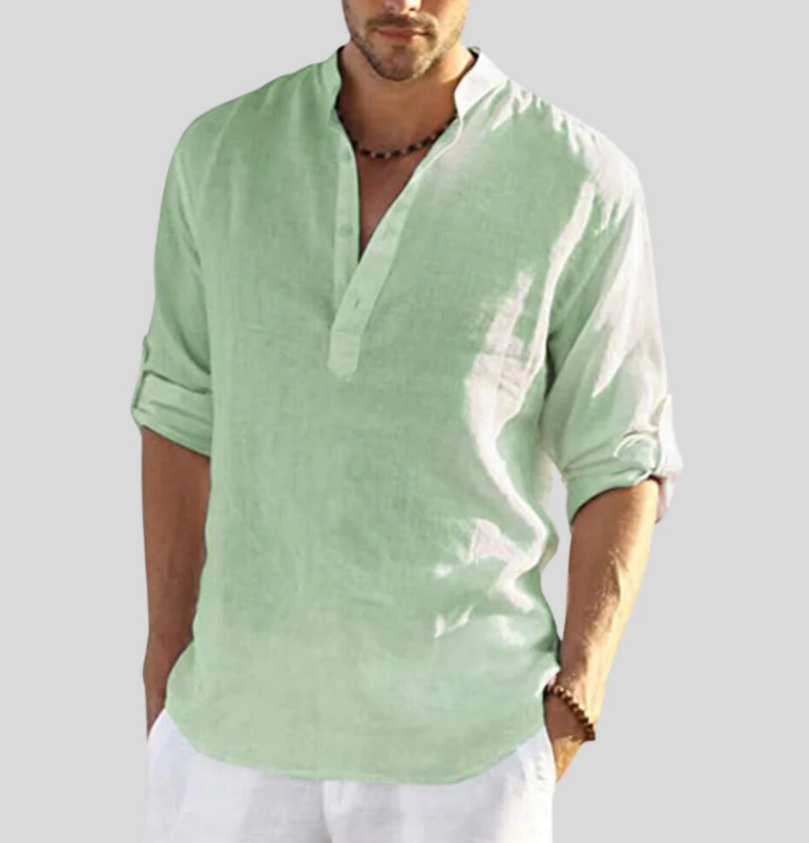 Émeric Herrenhemd aus 100 % Leinen – atmungsaktives Hemd mit Button-down-Kragen und hochkrempelbaren Ärmeln