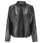 Janiyah Casaco de Pele Mulher – Gola Alta Chic, Fechos de Correr e Estilo Moderno Elegante
