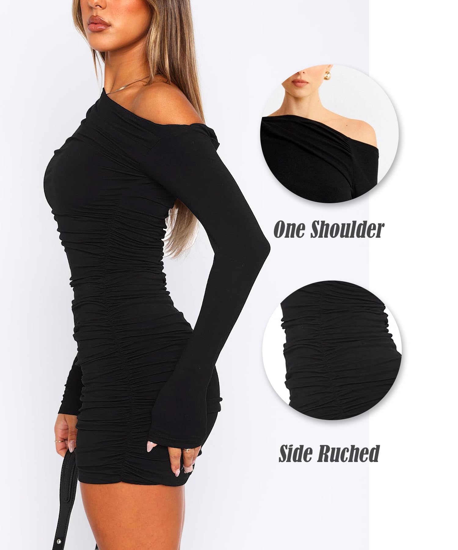 Orielle Dámské Šaty – Odhalené Rameno Bodycon, Dlouhé Rukávy & Elegantní Mini Střih