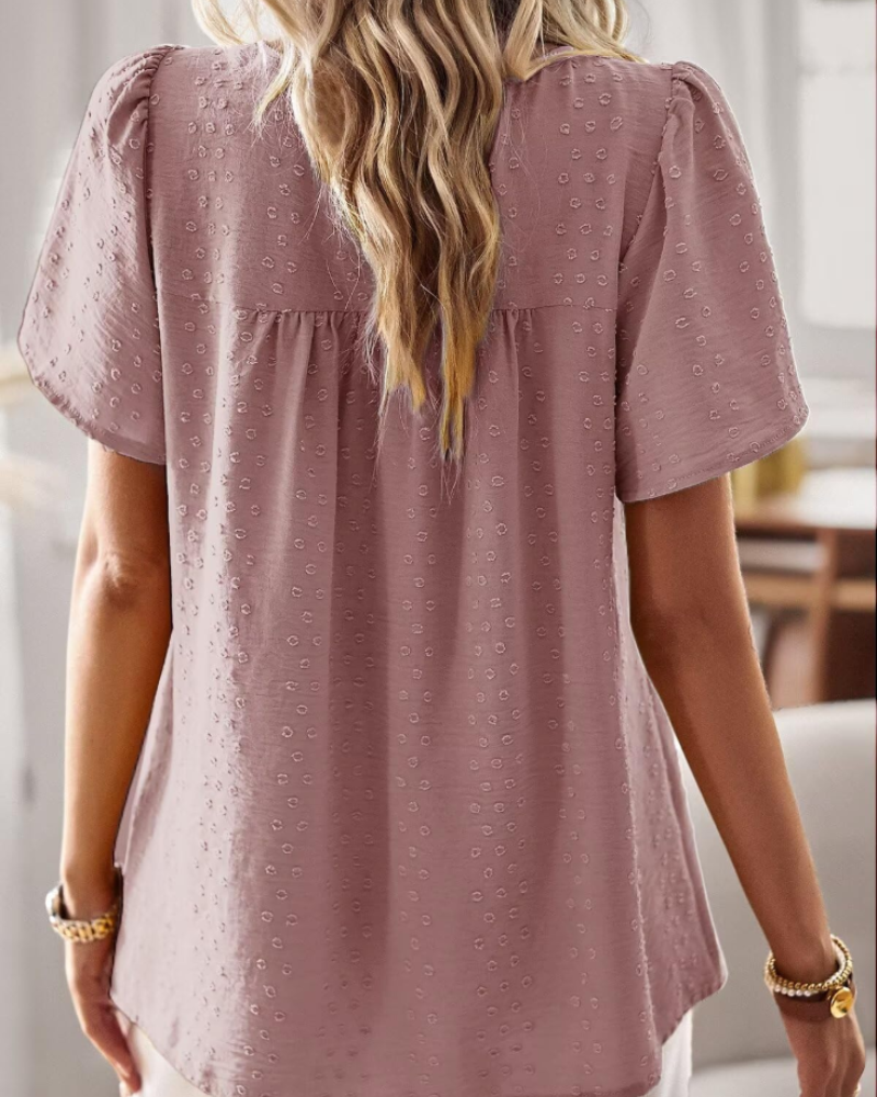 Talia Bluse Boho Damen aus Spitze – Oberteil mit Rundhalsausschnitt und kurzen Ärmeln