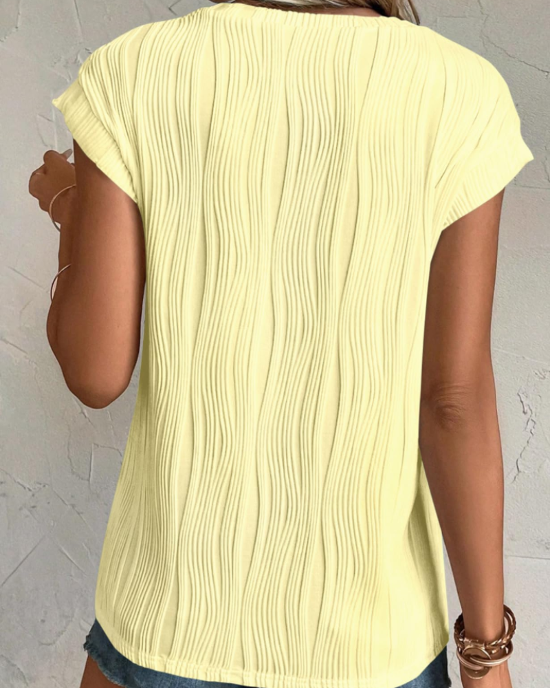 Blusa Brooke para mujer con mangas murciélago – Top de cuello redondo en tejido ligero