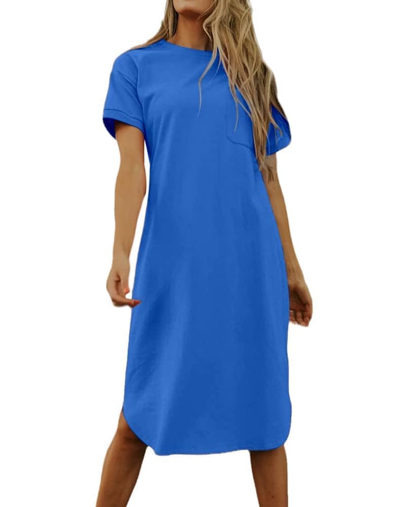 Φόρεμα T-Shirt Thalassa Γυναικείο – Βαμβακερό Στρογγυλή Λαιμόκοψη, Κοντά Μανίκια & Τσέπες Χαλαρή Γραμμή