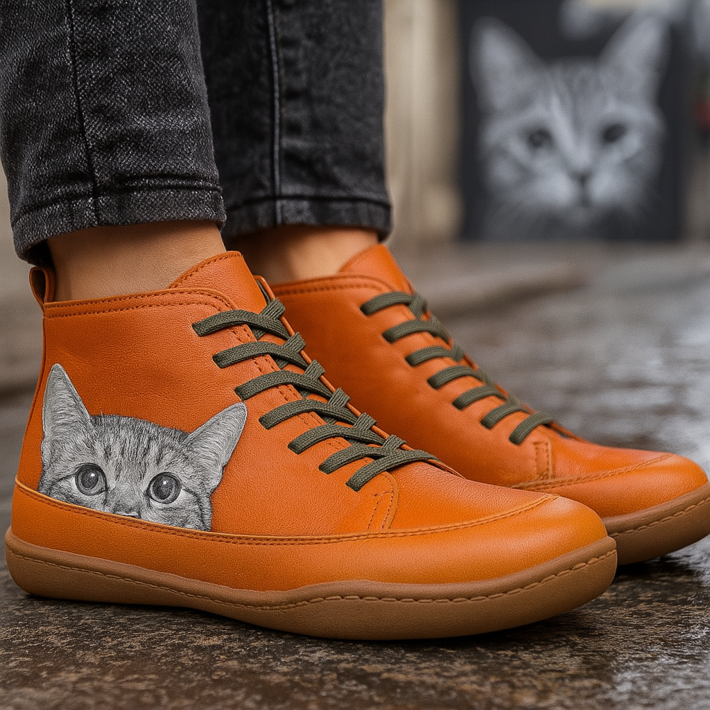 Angela Bottes Women Cat Pattern – Comfortable & Warm Winter Shoes with Unique Style